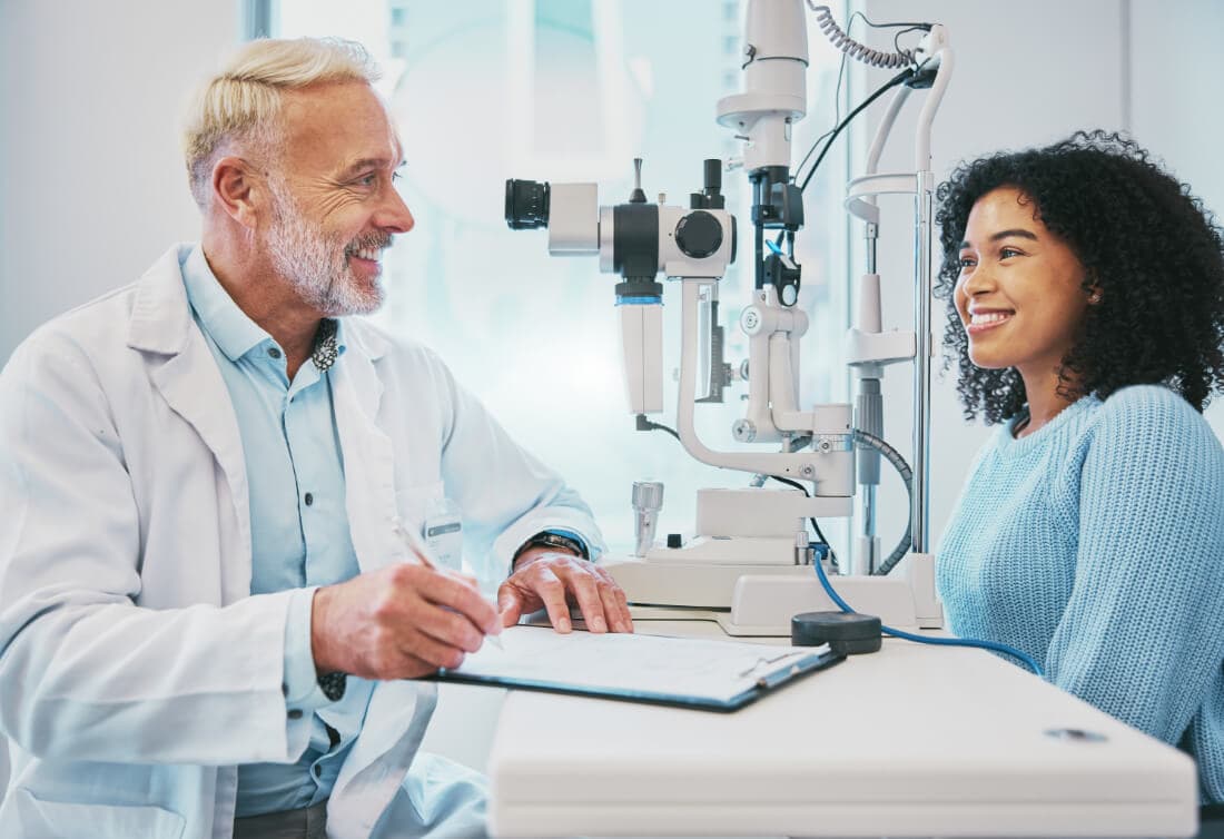 Doctor consulting with a patient about laser eye surgery