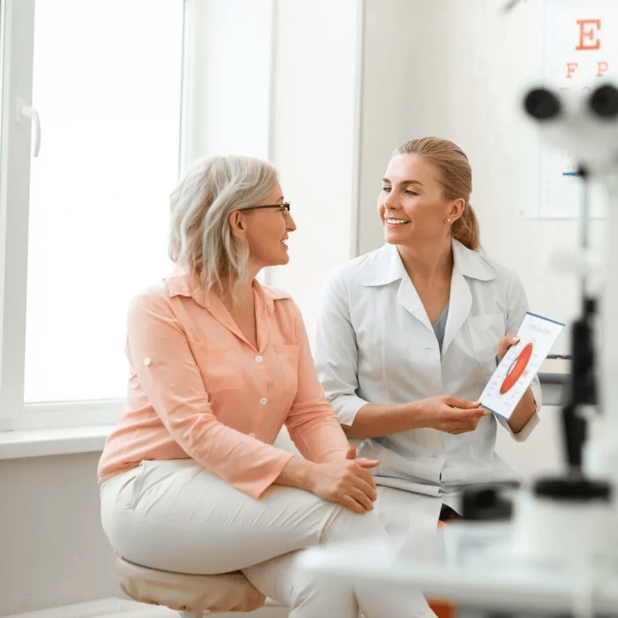 Doctor consulting with a patient about laser eye surgery